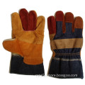 Grey Cowhide Split Leather Patch Palm Gloves